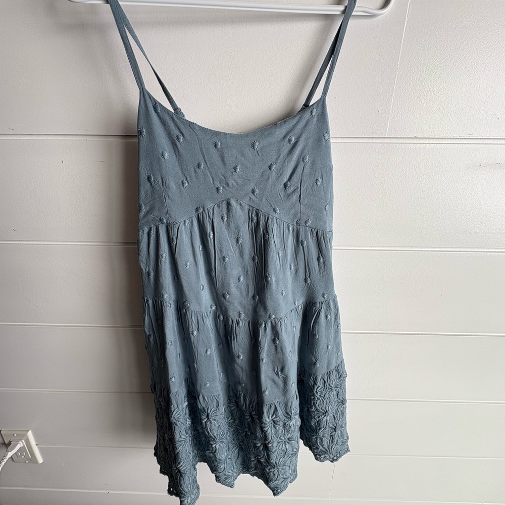 Soft Blue Tiered Spaghetti Strap Sundress